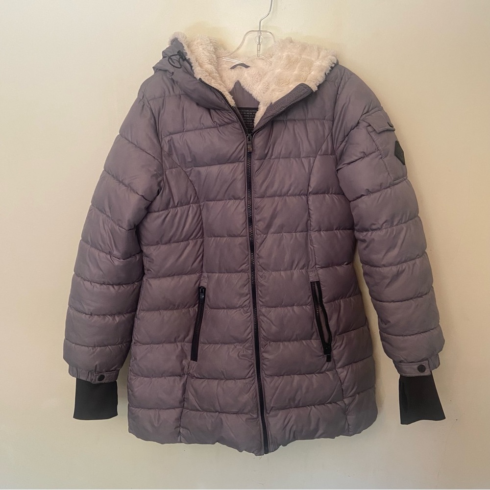 Steve Madden - Quilted Puffer Jacket with Cream Faux Fur